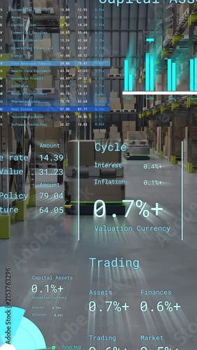 Animation of diagrams and data processing over machines working in warehouse