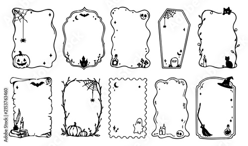 Doodle Halloween Frame SVG Vector, Haloween Frame illustration, Hand Drawn Frame Elements