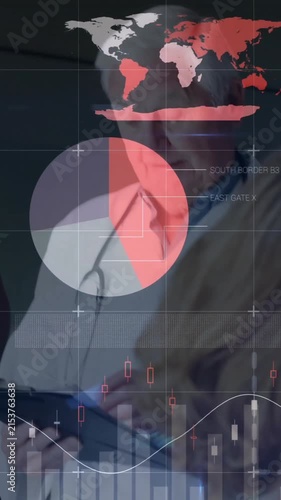 Analyzing medical data animation, doctors reviewing patient information on tablet