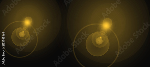 Obraz na plátně golden lens flares with glowing light streaks, concentric circles creating vibrant abstract backgrounds with radiant energy and bright starbursts suggesting cosmic phenomena or powerful light sources