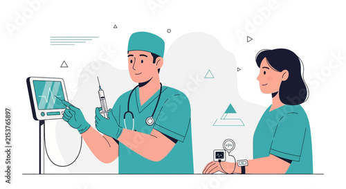 Medical Professionals Preparing Treatment for Patient in a Modern Healthcare Setting