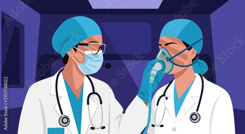 Medical Professionals Providing Respiratory Assistance in An Emergency Medical Setting