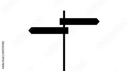 Black Direction Sign Post Two Arrow Silhouette Illustration