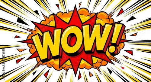 Vibrant comic book wow sound effect explosion illustration