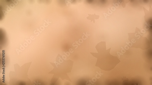 Abstract background with vintage paper texture and autumn leaf silhouettes, soft brown gradient with dark blurred edges and subtle scratches