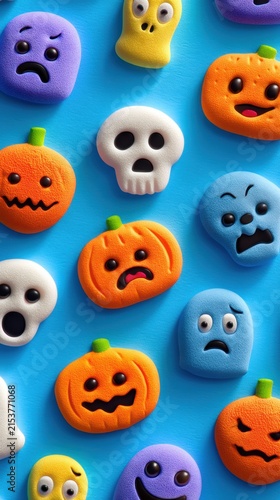 Handcrafted holiday-themed emotion stickers made from modeling clay