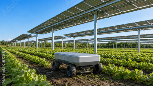 Agrivoltaic Solar Farm with Autonomous Weeding Robot between Crop Rows