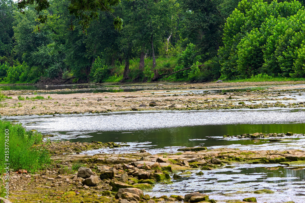Fototapeta premium Low water level in a drying river