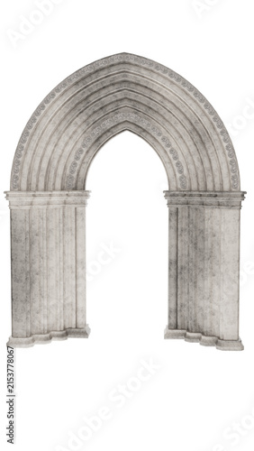 Foto An ancient portal in front of the entrance doors or gates to an ancient building, castle, or temple on a transparent background