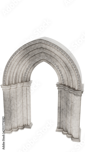 Foto An ancient portal in front of the entrance doors or gates to an ancient building, castle, or temple on a transparent background