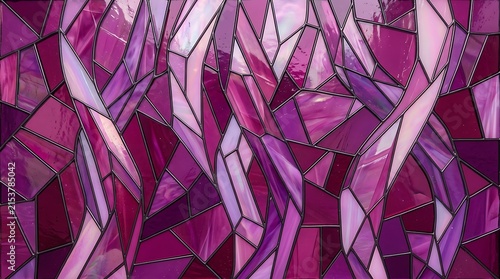 Abstract Geometric Stained Glass Pattern in Shades of Pink