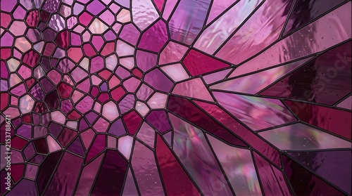 Pink and Purple Stained Glass Mosaic Radiating Pattern