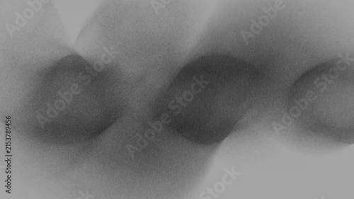 Abstract black and white blurred shapes with soft grain and flowing curves, creating a moody minimalist background for modern design, art, texture, or copy space use.