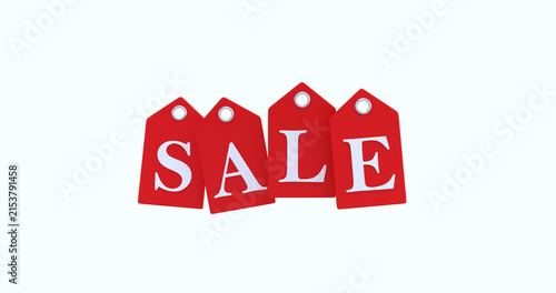 red sale tag 3d render