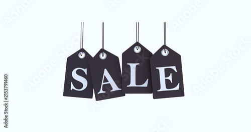 black sale tag in white background 3d render