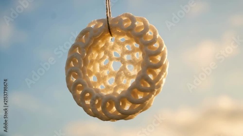 3D printed geometric object hanging rotating 4K Video