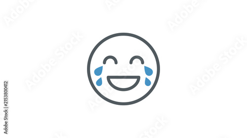 Line art laughing emoji with tears of joy.