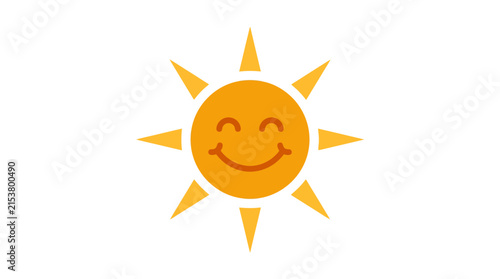 Friendly smiling sun icon with yellow rays.