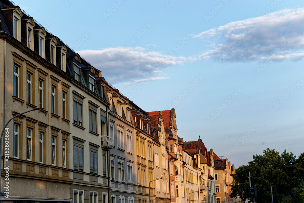 Fototapeta premium Historic Residential Facades in Warm Evening Sunlight in Bamberg