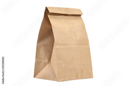 Brown paper lunch bag isolated on transparent background a simple everyday container for food and snacks