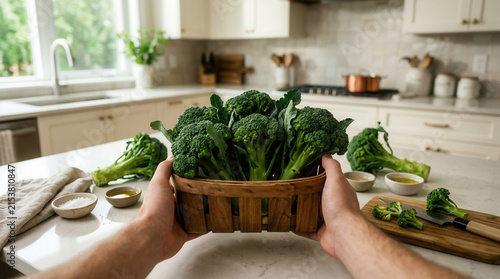 Fresh Broccoli Harvested For Healthy Kitchen Cooking Preparations