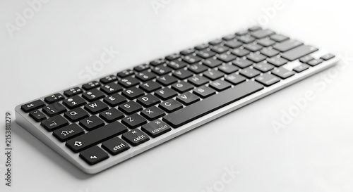 Modern wireless computer keyboard isolated on white background
