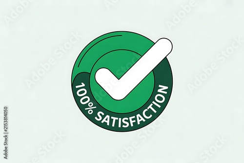 100 Percent Satisfaction Guarantee Icon with Green Checkmark for Business Success