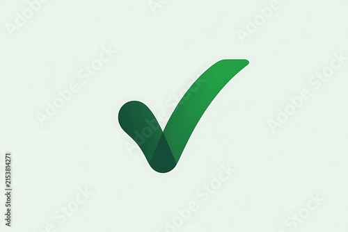 Green checkmark icon isolated on white background for success and approval confirmation