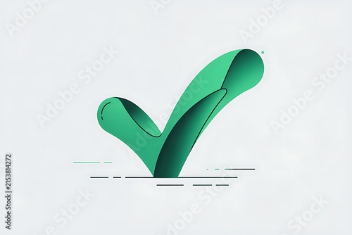Minimalist green checkmark icon for success, approval, and confirmation in flat design vector illustration