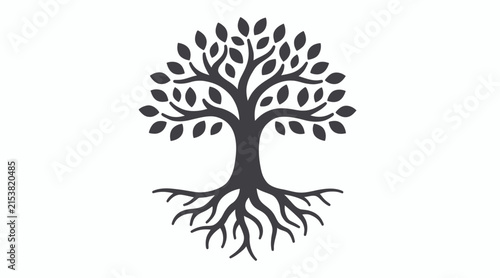 Black tree of life icon with visible roots.