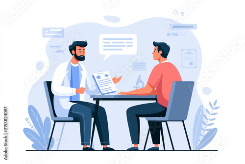 Doctor Consulting Senior Patient with Clipboard at Medical Appointment