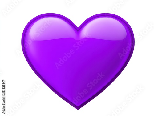 Glossy purple heart shape isolated on white background