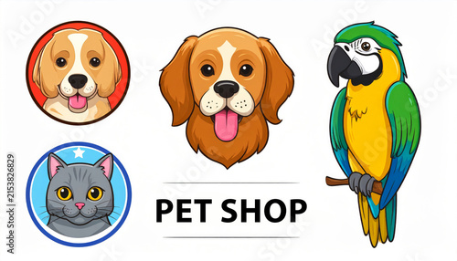 Pet shop animals illustration for animal care business