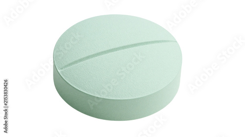 Obraz na plátně Round pale green pill with a dividing line, isolated on transparent background