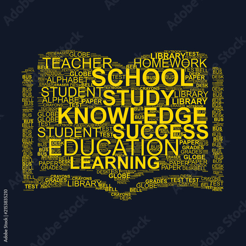 Educational Book Word Cloud Typography Yellow Silhouette On Deep Ink Background,, perfect for school library promotions, literacy week campaigns, and back-to-school marketing banners