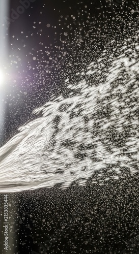 Dynamic Water Spray Against Dark Background Creates Artistic Abstract Effect.