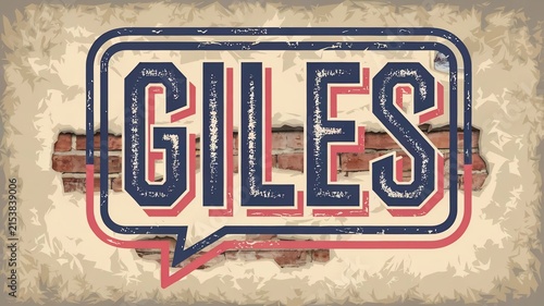 GILES text with brick wall background