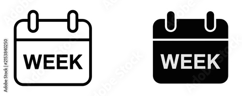 Foto Calendar Week Icons: Two stylized calendar icons representing a week, one in outline and one in solid black, offering versatile design options for time management and scheduling concepts