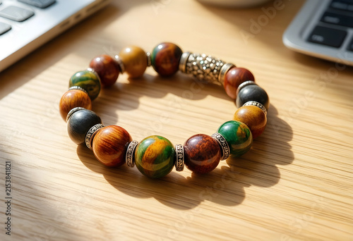 Colorful wooden bead bracel...
