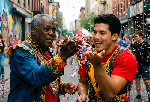 Two men in colorful attire ...