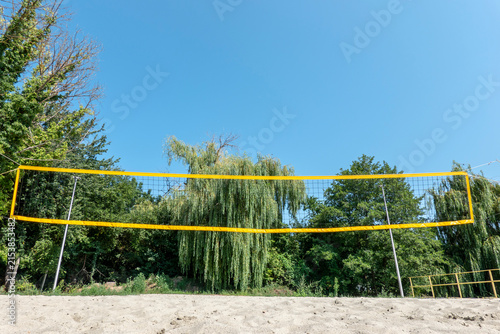 Sandy beach playground with net