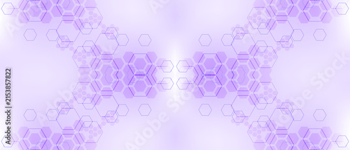 Cuadro en lienzo Digital hexagonal background featuring symmetrical purple patterns with glowing