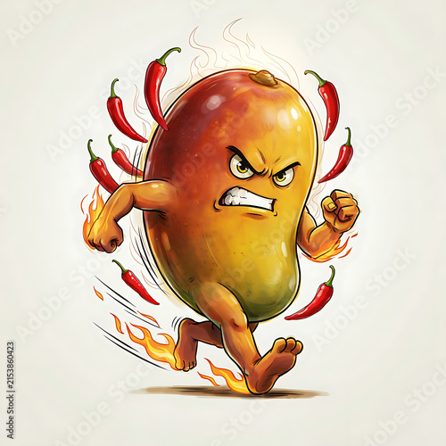 Angry Lemon Cartoon Character with Furious Expression and Raised Fist