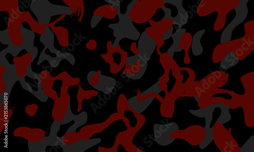Dark Red and Grey Military Camouflage Pattern Background, Abstract Tactical Urban Camo Texture Design