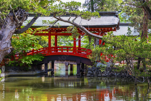 Принти на полотні 日本の風景・初夏　長野県上田市　新緑の生島足島神社　神橋