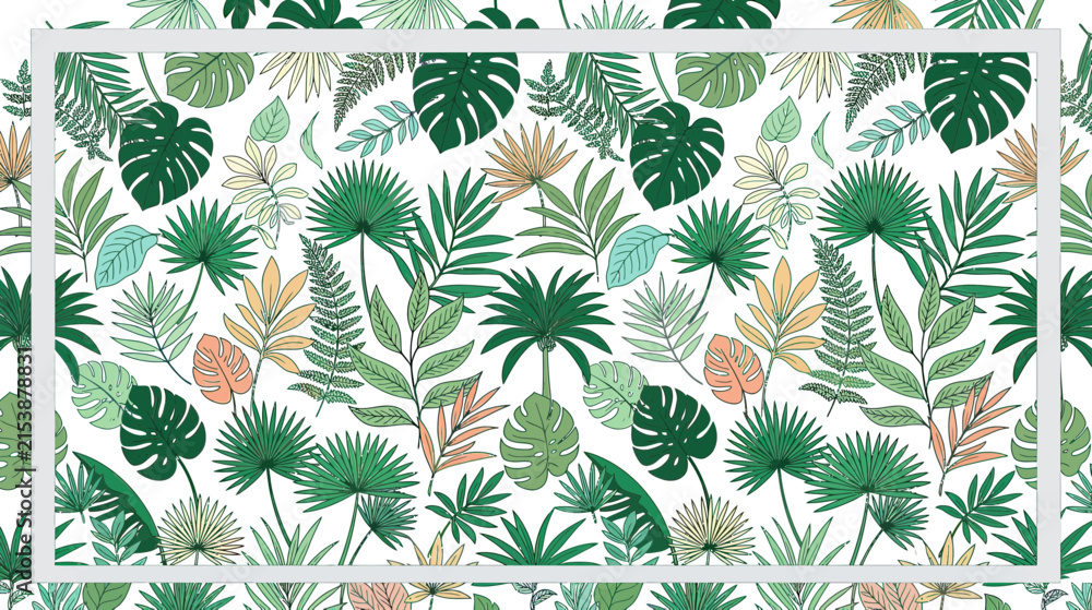 Fototapeta premium Exotic Tropical Leaves Seamless Pattern Design