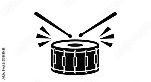 Vector illustration of drum with drumsticks icon on a transparent background
