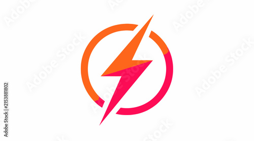 Orange and red lightning bolt icon in circle