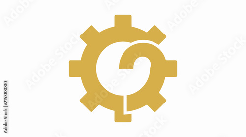 Yellow gear icon with integrated question mark