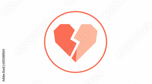 Stylized broken heart icon in thin circular border.
